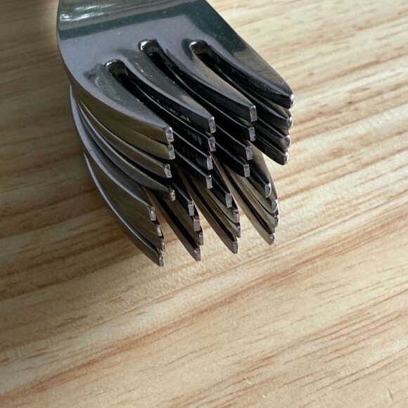 8 Fantasy Dinner Forks Oneida 1881 Rogers Stainless 7 5/8" Atomic MCM - Picture 5 of 9